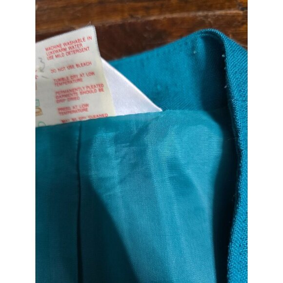 Vintage Blue Open Front Linen Blend Career Blazer - Picture 14 of 15